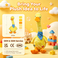 Produits personnalisés de haute qualité, adorable peluche canard dansant, parlant, chantant, jouet en peluche canard musical