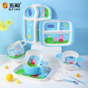 Peppa Pig Children's Bowl With Cartoon Design For Kids 2-4 Years Blue Rimmed Dishware - Product Image 3