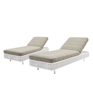 Chaise longue de plage en métal moderne pour loisirs en plein air, imperméable et résistante au soleil, pour cour, villa, piscine ou plage - Product Image 6