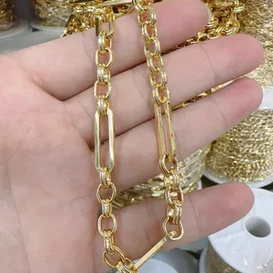 Popular Chunky Chain Jewelry Making Roller Chains 14K 16K Gold Plated Brass High Quality Necklace Bracelet Roll Chain