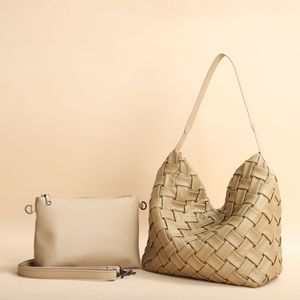 Sac fourre-tout tissé en PU de style vintage français, grande capacité, pour femme, loisirs en extérieur, balade, avec poignée supérieure et bandoulière unique - Product Image 6