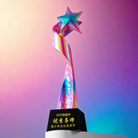 Trophée personnalisé en cristal et résine noire avec gravure laser et impression UV, cadeaux d'affaires, objets de collection d'art, récompenses honorifiques