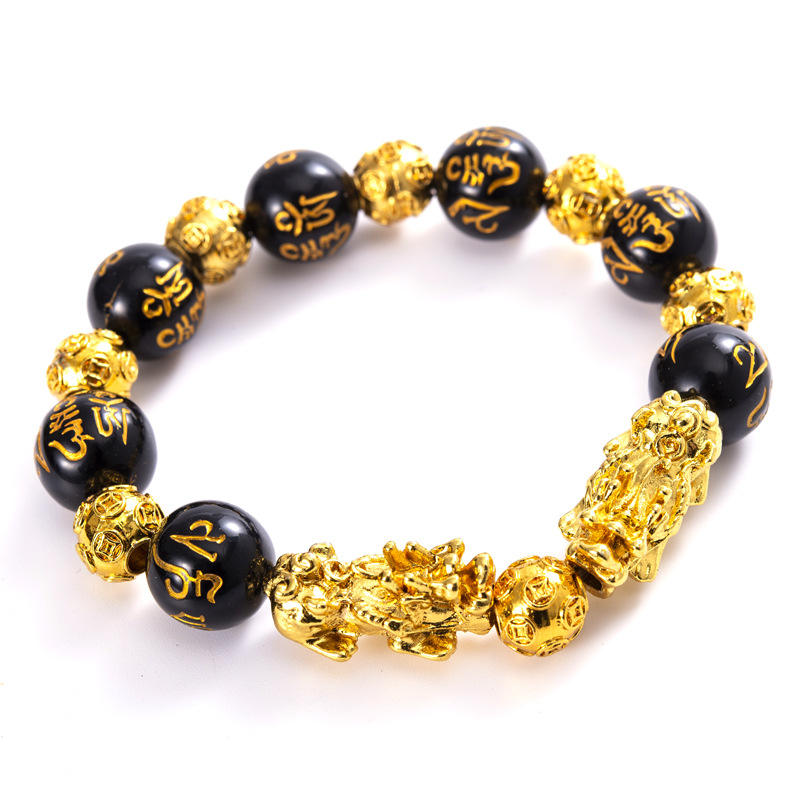 14mm-Six caractère perle multi or perle double Bracelet