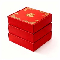 Boîte de Fortune rouge festive du nouvel an boîte-cadeau décorative en carton à trois pièces pour la manipulation d'estampage de pendaison de crémaillère
