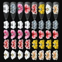 Hiasan Kuku Akrilik Bunga Patung Buatan Tangan Fashion, Kupu-kupu 3D Mutiara Pita Perhiasan Desainer untuk Kuku DIY Manikur Rhinestones