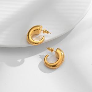 Pendientes de Moda para Mujer, Chapados en Oro de 18K, Resistentes al Agua, de Acero Inoxidable 304 de Alta Calidad, Venta al Por Mayor - Product Image 1