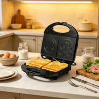 Machine à sandwich électrique automatique 2 tranches 700-750W avec revêtement antiadhésif, boîtier froid au toucher, indicateur de puissance, usage domestique, en plastique