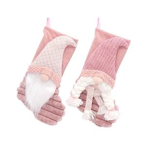 Festive 2pc Christmas <b>Stocking</b> Set Large Capacity Gift <b>Holder</b> for Family Holiday Decoration - Product Image 2