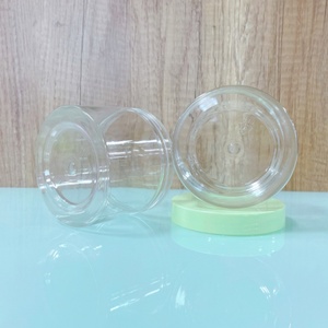 Wholesale Cosmetic Food Packaging 250ml 8oz clear Transparent Pet <b>Plastic</b> Cosmetic Cream <b>Jar</b> with Colored Lid - Product Image 5