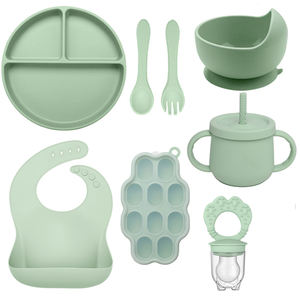 <span class=keywords><strong>Vajilla</strong></span> para Bebé de Silicona con Animales de Dibujos Animados: Juego de Platos, Cuencos con Succión y Vasos de Alimentación para Niños - Product Image 1