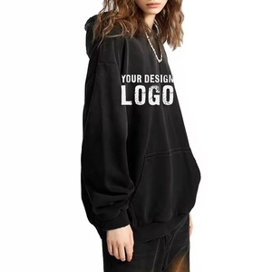 Sudadera con Capucha de Algodón de Alta Calidad, 458G, Lavada, Holgada, Informal, con Hombros Caídos, Estilo Urbano, para Mujer - Product Image 3