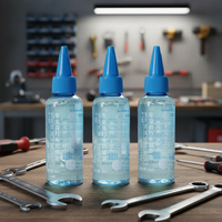 Bouteille en plastique PET vide de 2 oz, ronde, bleue, type Boston, avec bouchon à vis, sérigraphiée, conteneur jetable pour huiles liquides