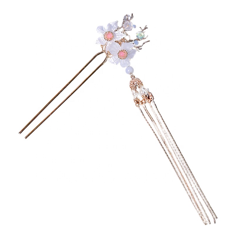 Новые Вилки для волос с кисточками, Женская Ретро-заколка для волос с цветным глазурованным цветком, аксессуары для костюмированной фотографии, Шпилька для волос