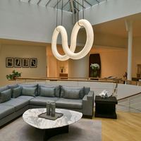 Luminaire suspendu en albâtre de forme moderne pour hôtel, villa, luxe, plafond infini, avec télécommande