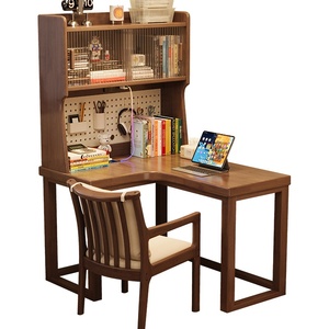 <span class=keywords><strong>Escritorio</strong></span> Esquinero de Madera Maciza con Estantería Integrada y Panel Perforado <span class=keywords><strong>para</strong></span> Uso en Dormitorio/Estudio - Product Image 5
