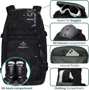 Muestra Gratuita de Bolsa de Esquí Personalizada, Bolsa de Botas de Snowboard para Hombre, Mochila Impermeable para Botas de Esquí con Dos Esquís - Product Image 3