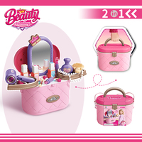 Mini-coffret de maquillage portable en plastique pour filles, avec miroir, pour jeu d'imitation et déguisement