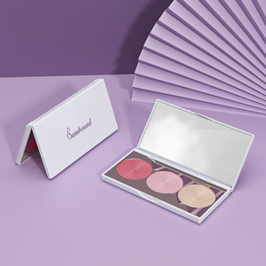 Paleta de colorete y bronceador de tres colores con logotipo personalizado, paleta de contorno y colorete biodegradable para cosméticos - Product Image 2