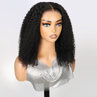 Perruque en dentelle de cheveux naturels bouclés haut de gamme, 14-20 pouces, coupe bob complète HD, perruques frontales en dentelle pour femmes noires