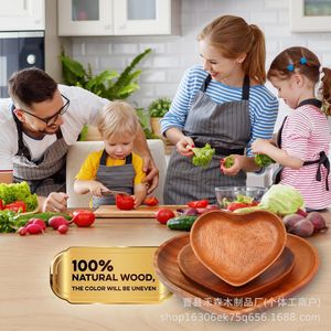 Wooden Heart Shaped Fruit Platter <b>Tea</b> <b>Tray</b> Bamboo Serving Dish Hotel Snack Plate Handmade For Food Contact - Product Image 3