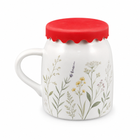Mug à lait créatif en forme de pot de lait, 12 oz (360 ml), en céramique blanche, avec couvercle en silicone personnalisé pour le petit-déjeuner