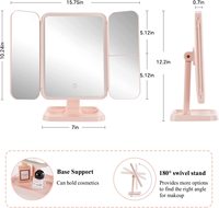 MG9 Vente en gros Miroir de bureau grossissant à double face pliable avec capteur tactile, rechargeable par USB, haute définition, rotation à 180 degrés