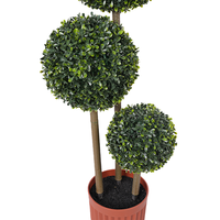 Arbre Topiaire Artificiel H90cm à 3 Boules en PE Écologique, Plante Artificielle Détachable, Design Classique Ignifuge Anti-UV Personnalisé pour Hôtel