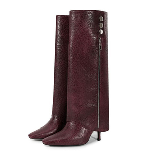 Botas Altas Plegables por Encima de la Rodilla para Mujer, Talla Grande 45, Tacón Fino Alto, Punta Puntiaguda, Estilo Stiletto, para Vestir - Product Image 6