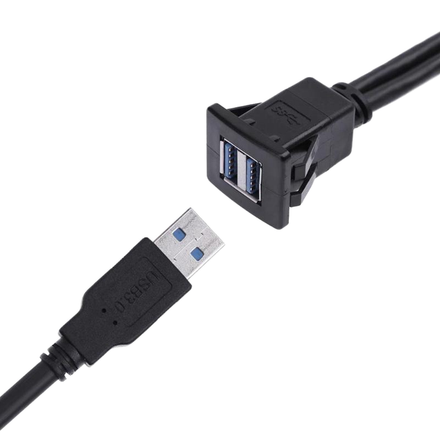 DAJIANG OEM Customized Dual-Port Square USB 3.0 Flush Mount Extension Cable for Car Truck Boat Motorcycle Dashboard PVC Jacket