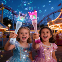 Bâton à bulles LED couronne 11,5 pouces avec 10 trous, pistolet automatique à bulles pour accessoires photo, cosplay, machine à bulles pour enfants