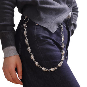 Cadena de cintura con diseño de calavera de una sola capa de aleación de zinc, estilo hip hop, para Halloween, cadena corporal de moda. - Product Image 2