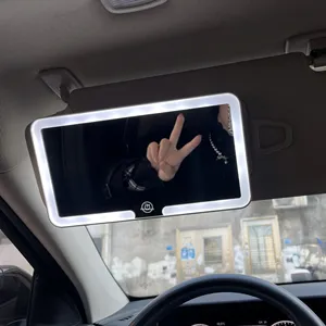 Espejo de Maquillaje para el Copiloto con Visera Solar Ajustable Tricolor LED de Alta Definición y Aumento de 3x, Resistente al Polvo y Montado en el Automóvil - Product Image 2