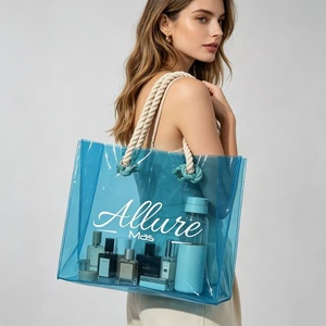 Borsa Tote Olografica in PVC Viola Rosa per Donna, Impermeabile, Colore Caramella, Borsa da Spiaggia e Viaggio con Chiusura Aperta e Lettere - Product Image 1