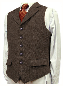 Gilet décontracté en coton bordeaux coupe ajustée en <span class=keywords><strong>tweed</strong></span> de laine pour <span class=keywords><strong>homme</strong></span>, <span class=keywords><strong>blazer</strong></span> marron pour mariage et marié - Product Image 5