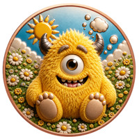 Pièce de monnaie en cuivre pur 999 de 1 oz, couleur cuivre, relief élevé, série de dessins animés animaux, petits monstres, édition collector UV 3D