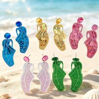 Boucles d'oreilles amusantes en acrylique effet miroir perforé, style sandales de plage, boucles d'oreilles Hawaï, accessoires pour femmes, pour les fêtes et les vacances