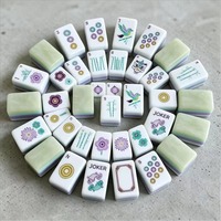Jeu de Mahjong familial portable de luxe, personnalisé, pliable, moderne, 4 couches, vert perle, en acrylique, avec tuiles florales et de poisson, Ren Sheng
