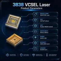 Diode laser VCSEL IR haute puissance 3838 5mW 1W 2W 3W 5W 850nm 940nm pour applications de vision nocturne et d'éclairage infrarouge 3838 VCSEL