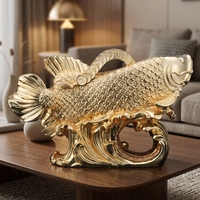 Artisanat en résine décoratif économique et écologique, fait main, design personnalisé, en forme d'Arowana, pour hôtel et maison, poisson blanc/argenté