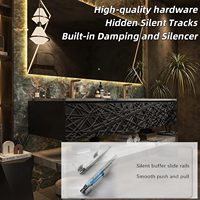 Ensemble de meubles de salle de bain modernes en bois massif OEM 2026 avec table complète, armoire, miroir LED, lavabo, robinet en cuivre pour chambre et bar à domicile