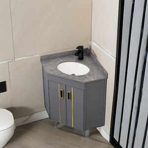 Moderno Gabinete de Baño Rectangular de Esquina para Apartamento <span class=keywords><strong>Pequeño</strong></span>, con Espejo, de MDF, Montado en la Pared, con <span class=keywords><strong>Lavabo</strong></span> <span class=keywords><strong>y</strong></span> Fregadero - Product Image 3