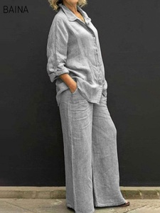 Completi Primaverili Camicia e Pantaloni per Donna, Set Due Pezzi Casual Taglie Forti, <span class=keywords><strong>Abbigliamento</strong></span> Femminile alla <span class=keywords><strong>Moda</strong></span> - Product Image 2