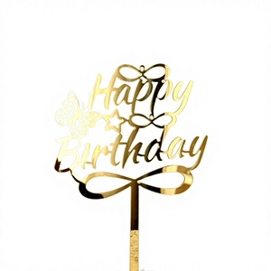 زينة كعكة عيد ميلاد سعيد من الأكريليك الصديق للبيئة بأشكال نجمة وقلب وفراشة ودائرية - Product Image 6