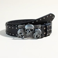 Ceinture personnalisable en alliage style punk hip-hop pour homme avec boucle tête de mort, ceinture décontractée personnalisée pour pantalon SONGQI 105cm 2-4cm en stock