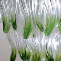 Lustre LED de luxe en fer forgé et verre, design feuille à niveaux, hauteur réglable, taille moyenne, pour salons et salles à manger