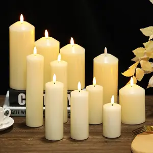 Juego de velas LED de plástico sin humo para decoración del hogar con batería de llama real 3D velas LED