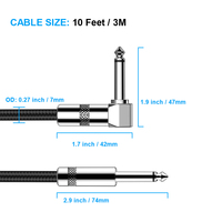 Fast Delivery Guitar Cable 10ft 3m Electric Instrument Cable Bass AMP Cord for Electric Guitar Bass Electric Mandolin Pro Audio