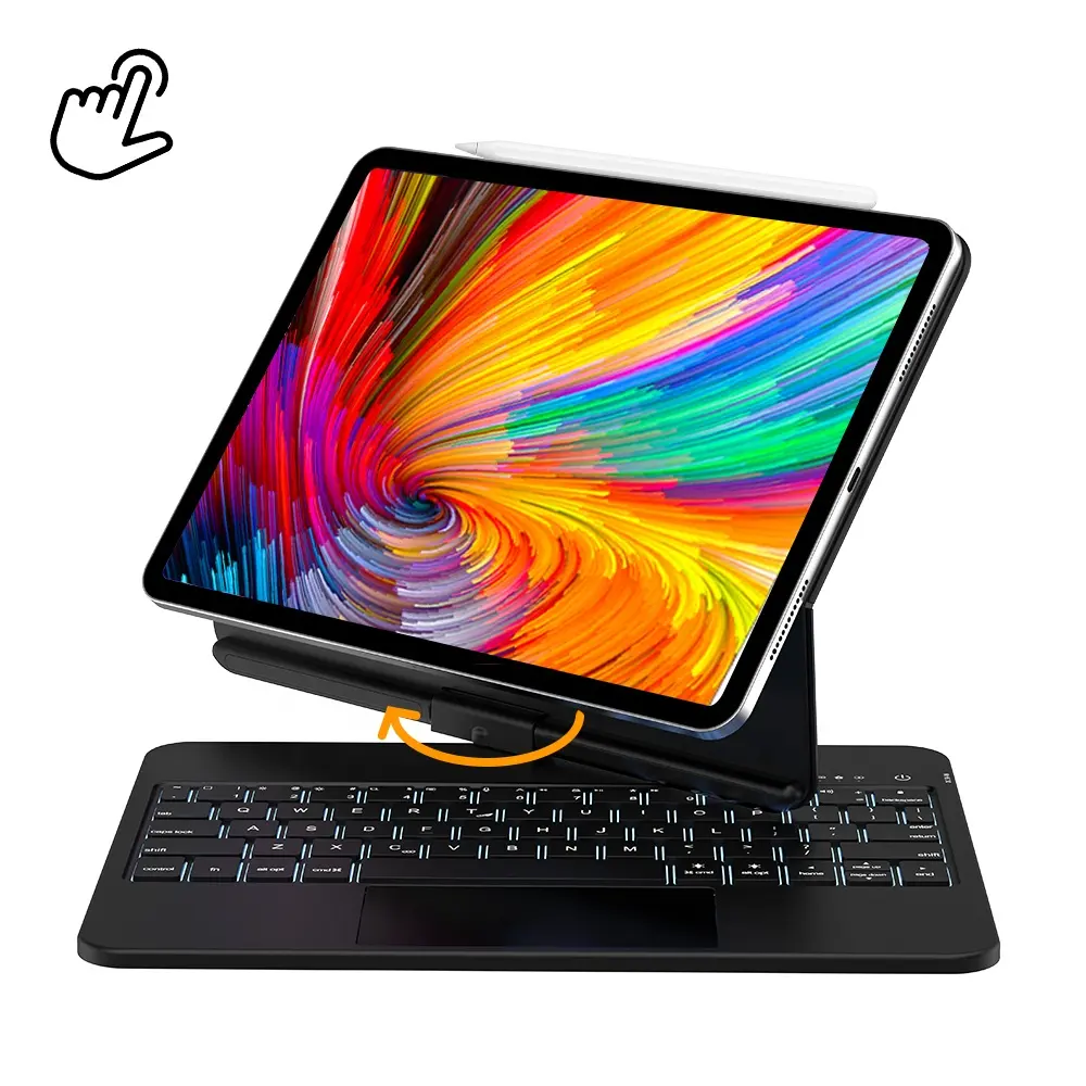 Estojo de couro pu abs sem fio rotativo, proteção magnética para teclado ipad pro 10.9 11 12.9