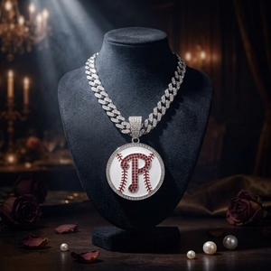<span class=keywords><strong>Collier</strong></span> pendentif lettre Philadelphia style baseball, tendance, polyvalent, personnalisé, avec diamant, de marque de mode - Product Image 4