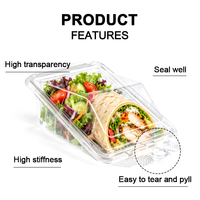 Contenitore Monouso in Plastica PET Trasparente Antimanomissione per Alimenti, Sandwich, Picnic, Taco Wrap, Pronto da Mangiare